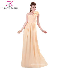 Grace Karin 5 Farben eine Schulter Chiffon lange Brautjungfer Kleider CL4287-5